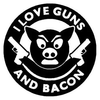 

12cm*12cm I Love Guns And Bacon Fashion Car Sticker Vinyl Decal S4-0592