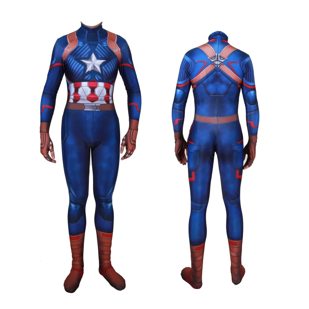 

Adult Kids Captain America Cosplay Costume Superhero Steven Rogers Men Zentai Bodysuit Suit Jumpsuits Event Ball Costumes