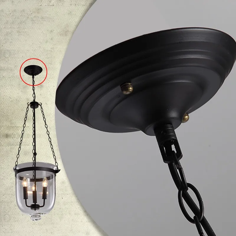 American Country Black/Rust Color Clear Glass Foyer Pendant Light Retro Dining Room Decoration Ligh - 32579480471