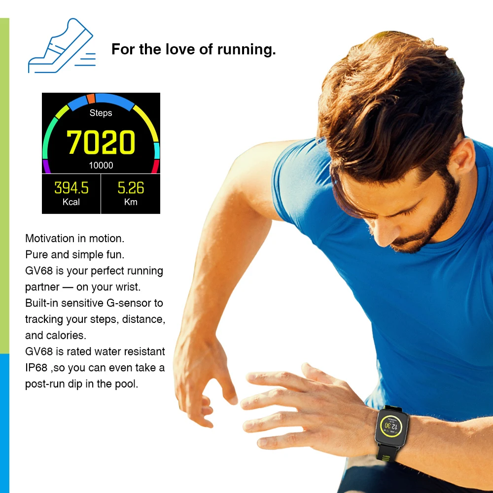 GV68 Smart Watch Men Women Waterproof MTK2502 SmartWatch Phone Wearable device Heart Rate Sleep Monitor for IOS Android