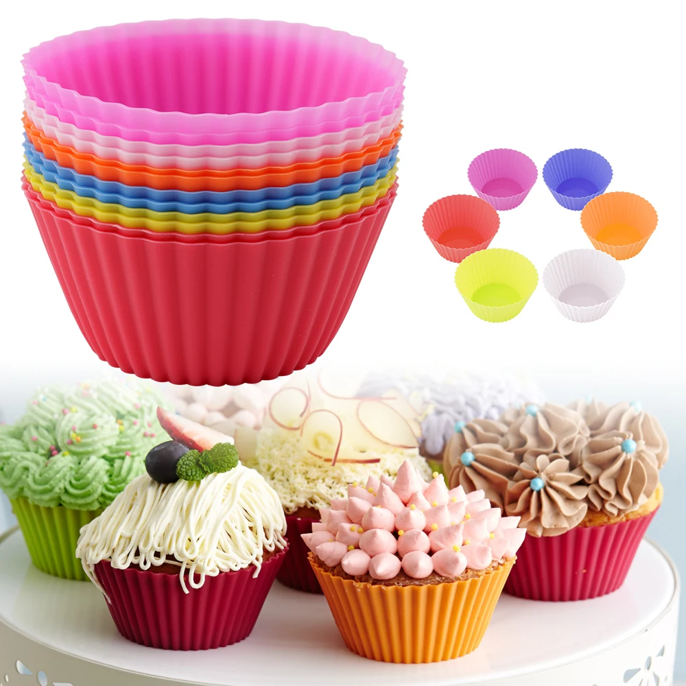 12pcs Cupcake Cups Mini Silicone Cupcake Mold Colorful Jelly Pudding