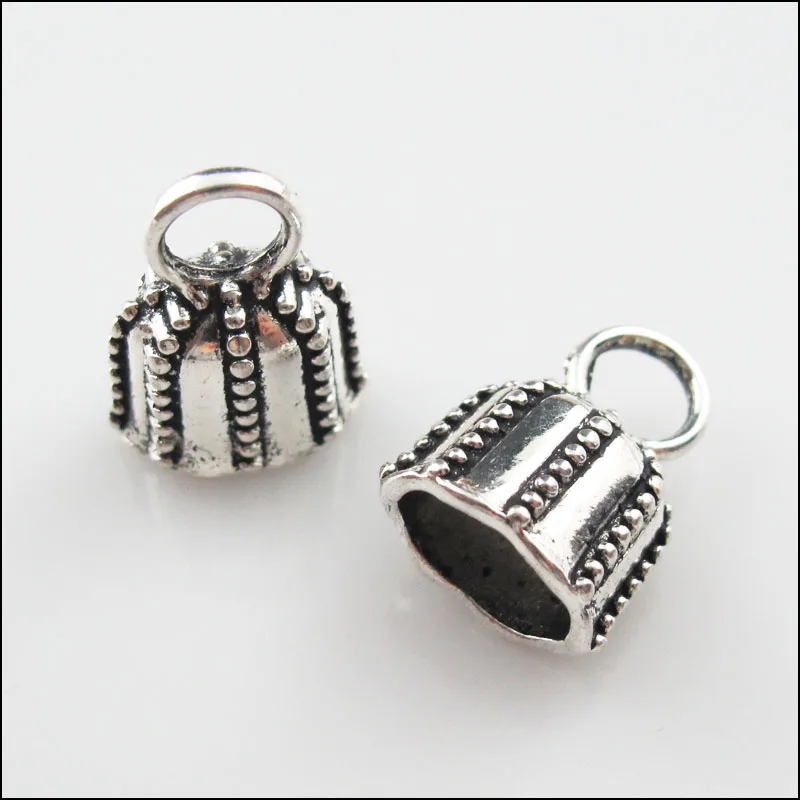 

8Pcs Tibetan Silver Tone Flat Dots Bell Charms Pendants 13.5x17.5mm