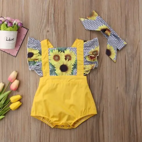 Одежда для новорожденных Для маленьких девочек Sunfloral Детский комбинезон с