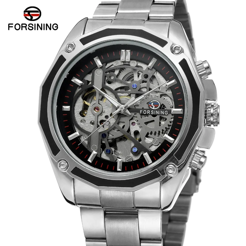 

New Men Watch Automatic Self-Wind Sport Mens Watches Top Brand Luxury Skeleton Full Steel Mechanical Clock Men Relogio Masculino