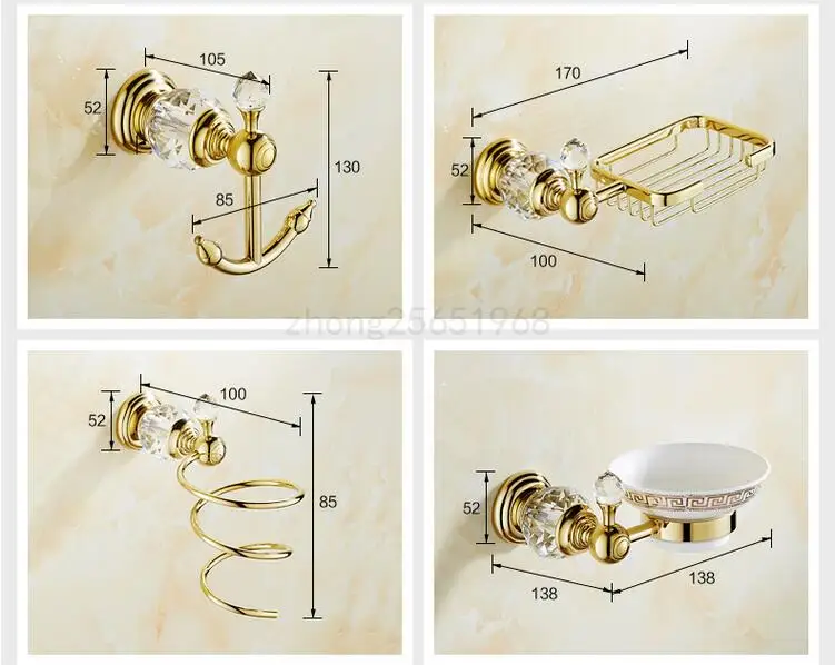 Золотой Кристалл Полотенца стойка Европейский Ванная комната Стойки Аппаратные средства suite Ванная комната Медь Полотенца стойки Полотенца кольцо Аксессуары для ванной комнаты ym057