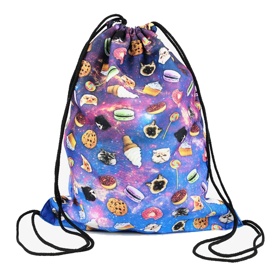 Donut sweets 2016 new drawstring printing font b backpack b font women font b fashion b