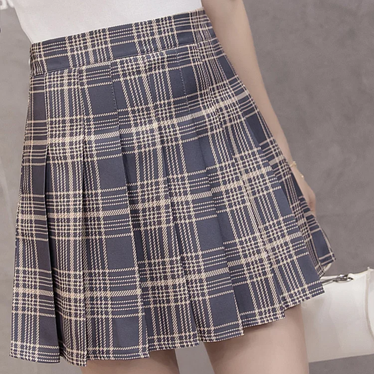 Harajuku женские юбки Корейский Летний стиль Новая клетчатая юбка в складку рок каваи Высокая талия модная женская одежда