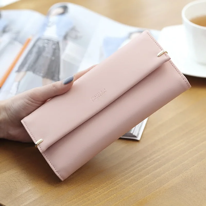 

Prettyzys New Fresh Money Bag Big Capcity High Quality PU long wallet women Fashion girls coin clutch wallet card holder Purse