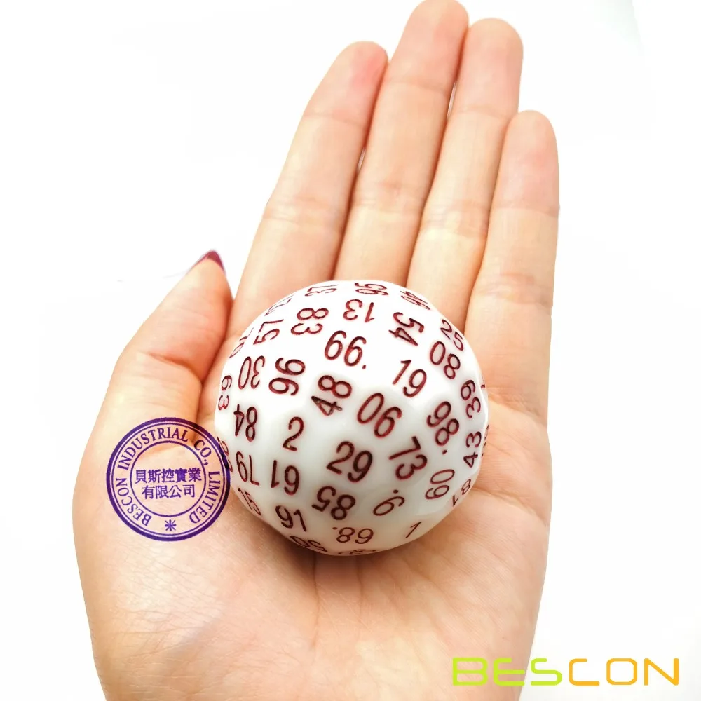 Bescon Super Jade Glow in Dark Polyhedral Dice 100 Sides, Luminous D100 die, 100 Sided Cube, Glowing D100 Game Dice 6