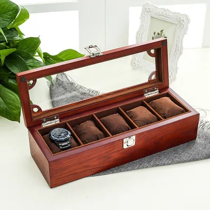 

5 Slots MDF Watch Storage Box Black Mens Mechancal Watch Display Case Simple Jewelry Fashion Women Gift Boxes W033