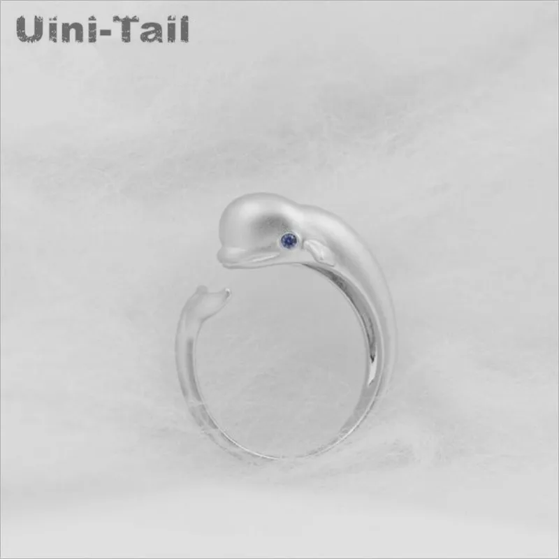 

Uini-Tail hot new original design 925 sterling silver beluga whale opening adjustable ring Korean fashion tide flow high quality