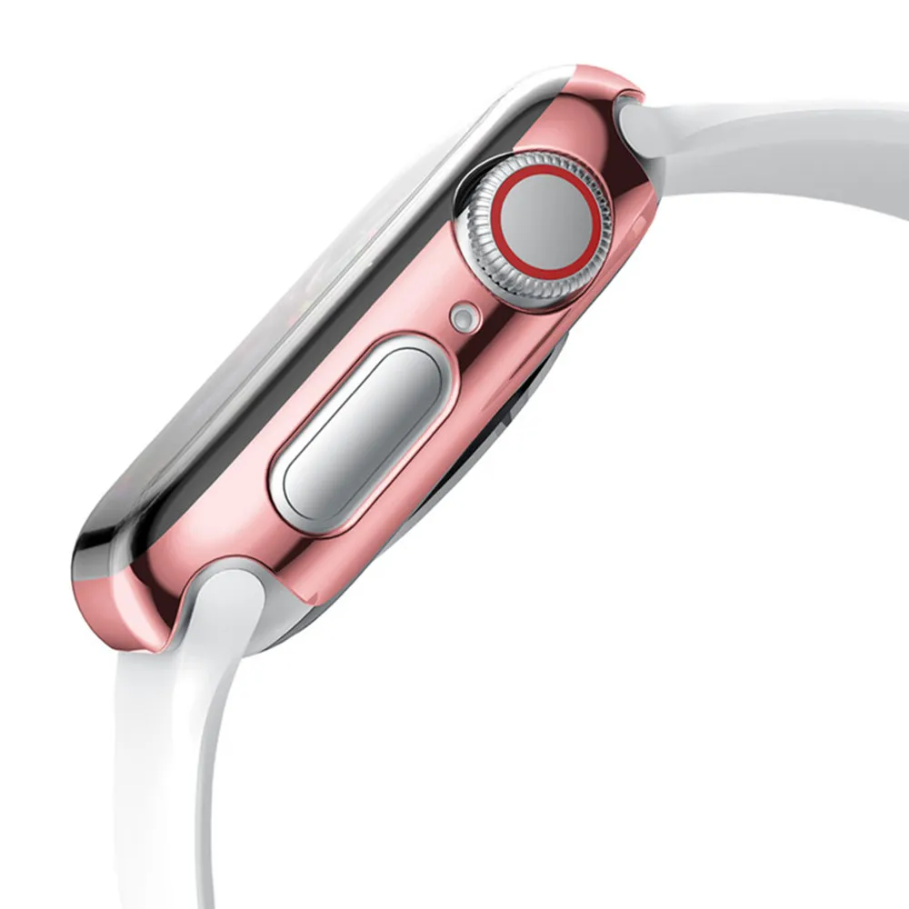 Чехол для Apple Watch чехол 44 мм 40 iWatch 42 38 аксессуары с покрытием бампер Защита экрана