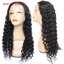 Mogul Hair Lace Front Human Hair Wigs Deep Wave Pre-Plucked Glueless Lace Front Wig Brazilian Remy Hair Natural Color 12-28 inch