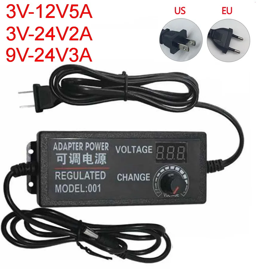 

1pcs Adjustable AC To DC 3V 9V 12V 24V Universal Power Adapter Supply Display Screen Power Switching Charger Adatper