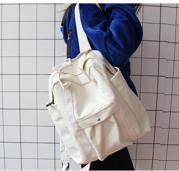 Шикарный холщовый однотонный школьный рюкзак белого цвета для школьниц, женский рюкзак, модный рюкзак для отдыха и путешествий, черный рюкзак Mochila