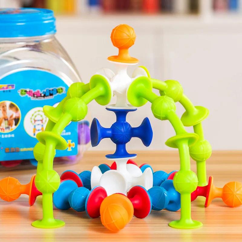 

DIY Soft Silicone Building Blocks Sucker Educational Construction Toys for Boys Girls Gift Idea Assembled Suction Cup Squigz