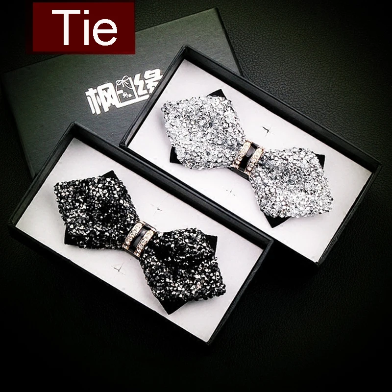 

High quality Wedding bow tie solid diamond Bowtie gravata creative ties for men Shirt necktie party business cravate pour homme