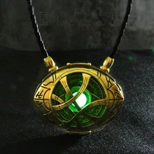 7cm*5.5cm Doctor Strange Necklace Glow in Dark Eye Shape Antique Bronze Pendant with Leather Cord Movie Costume Cosplay Jewelry