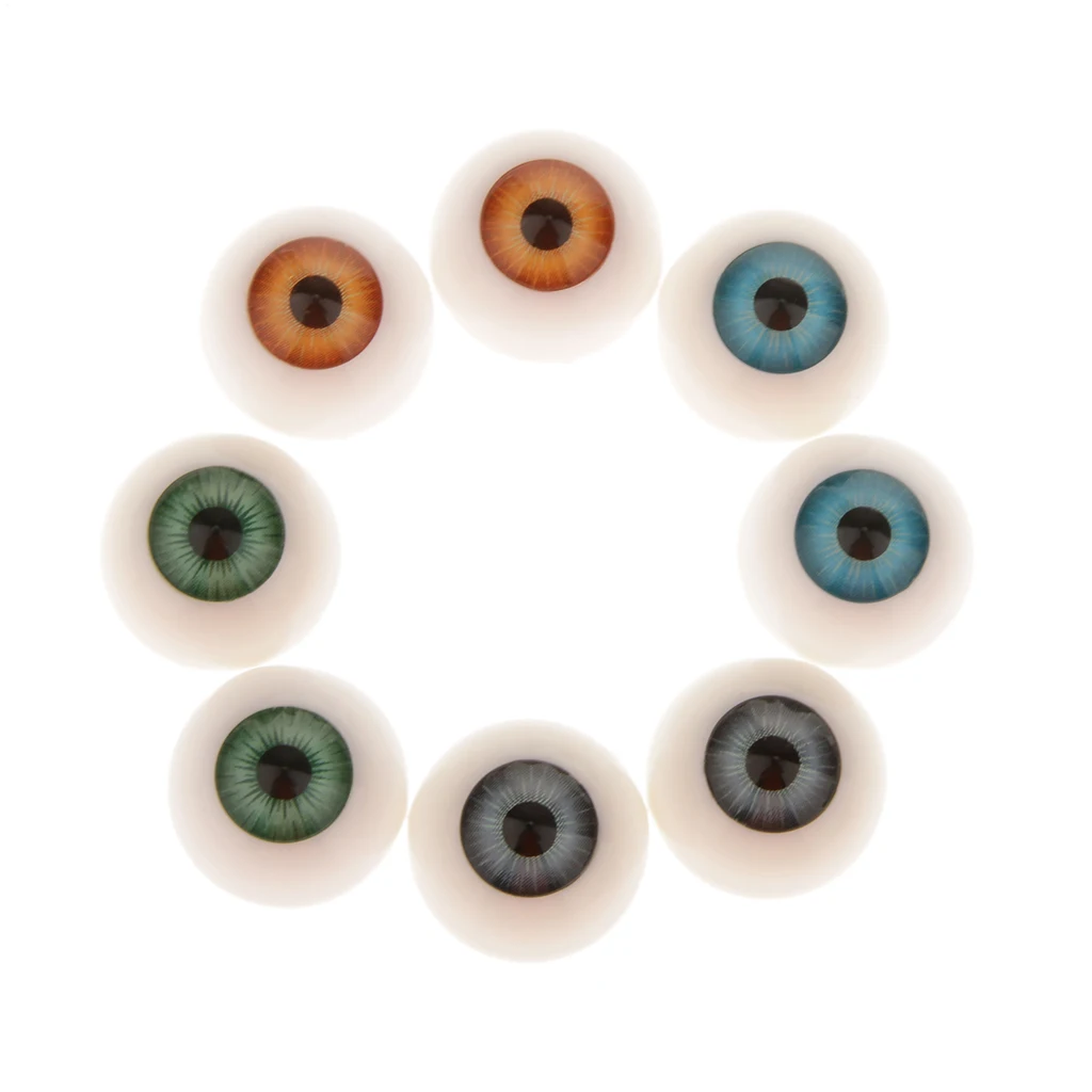 8pcs Realistic Half Round Fake Eyes Eyeballs DIY Halloween Prop Horror Mask Doll Bear Animals Making Supplies 20mm