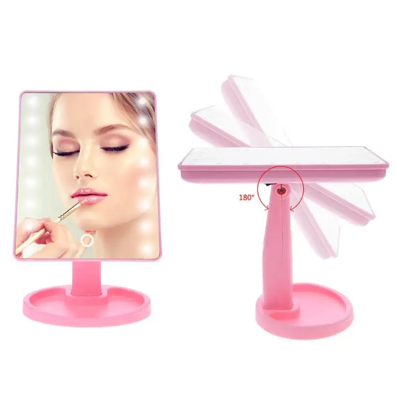 

LED Touch Screen Makeup Mirror 16/22 Light Makeup Mirror Table Desktop Countertop Adjustable Rotating USB Cable