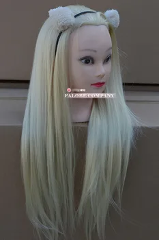 

Professional 10% Human Hair Fiber Beautiful Hair Female Hairdressing Mannequin + Clamp Hairdressing Styling Training Head Model