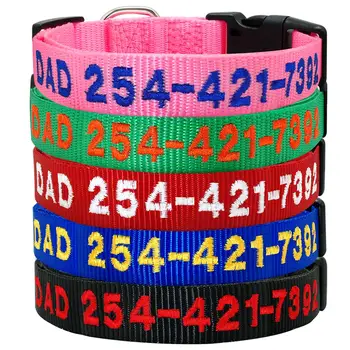 

Dog Collar Personalized Embroidered Pet Dog Collars Nylon Custom Name Phone ID Tag Collar Adjustable For Small Medium Large Dogs
