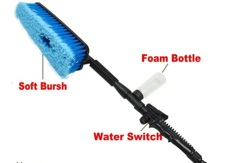 Синяя щетка для мытья автомобиля с выдвижной длинной ручкой переключатель потока воды пена бутылка для чистки автомобиля мягкая щетина защита автомобиля