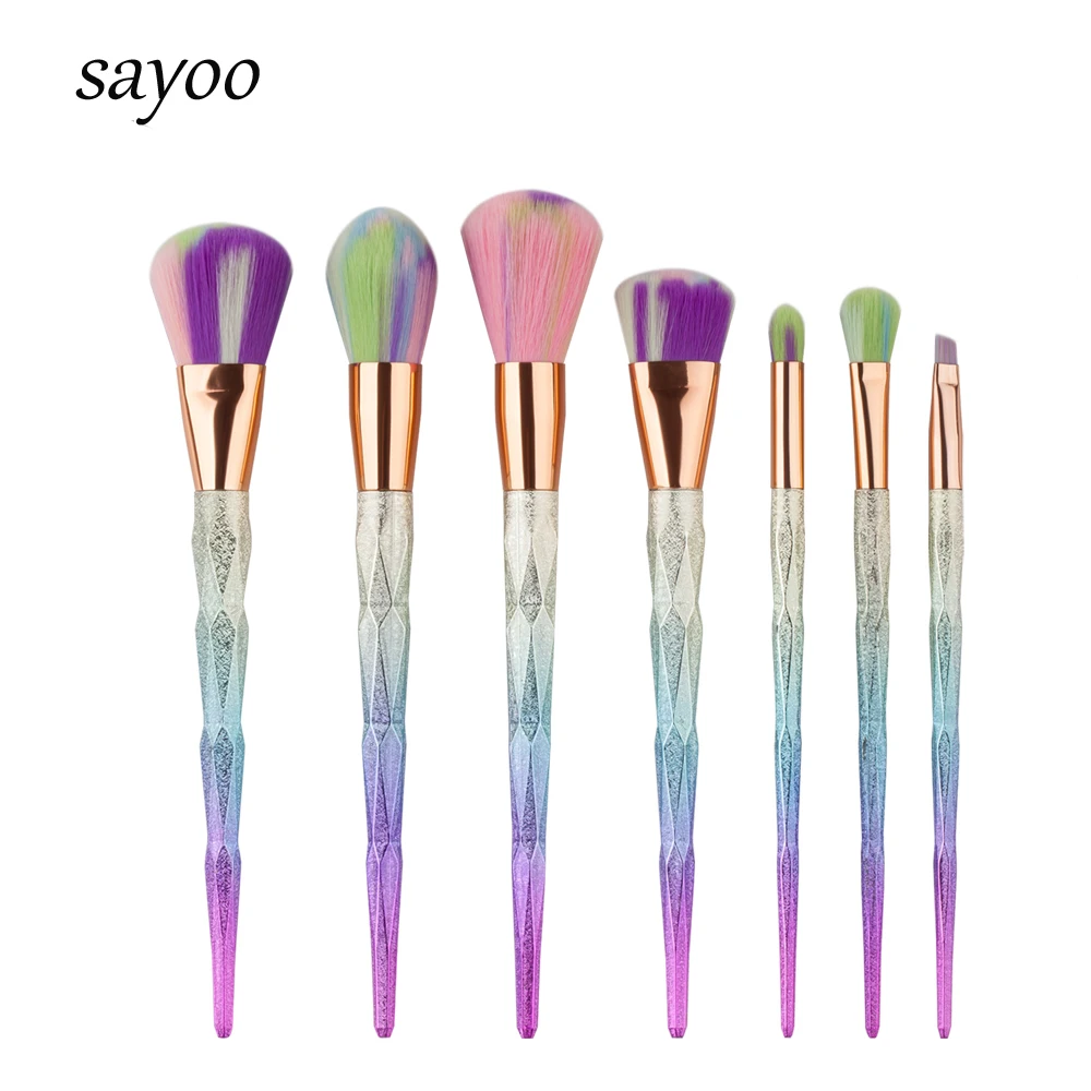 

New Arrival 7Pcs Diamond Gradient Color Makeup Brushes Set Foundation Eyeshadow Blush Cosmetic Brushes Makeup Tools