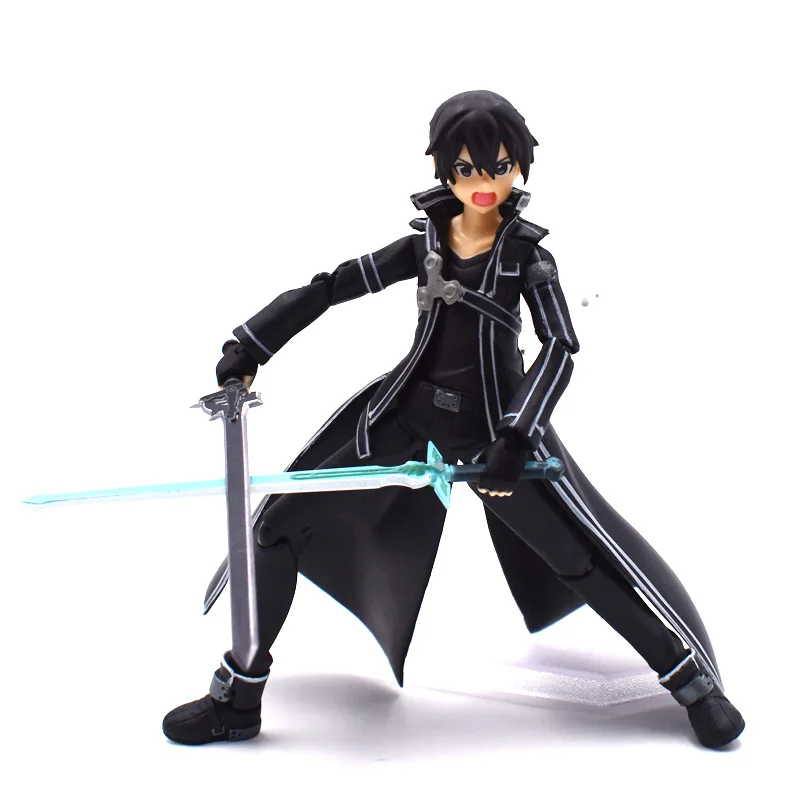 15cm Sword Art Online Action Figure SAO Kirito Figma 174 Model Doll With Sword Weapon Free Shipping