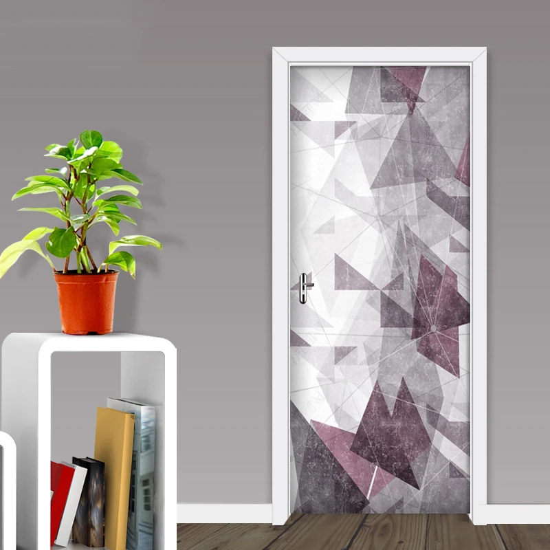 Наклейки на двери простые Геометрические линии гостиной обои для двери спальни ПВХ самоклеющиеся наклейки на стены имитация 3D наклейки на стену