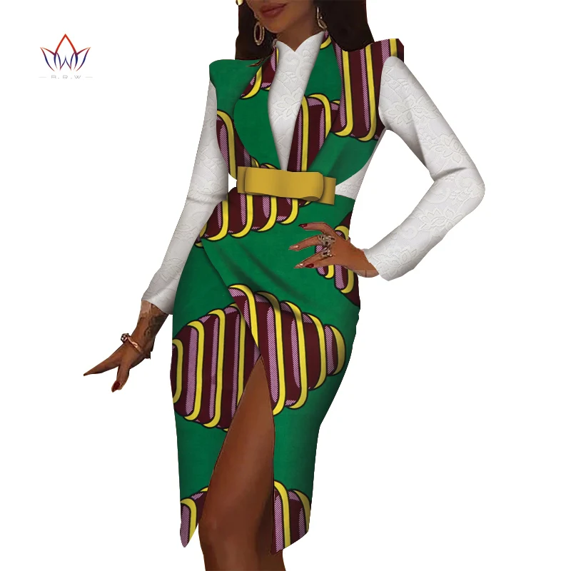 2019 летние африканские Дашики для женщин кружевная рубашка и платье комплект африканская модная одежда хлопок плюс размер BRW WY4612