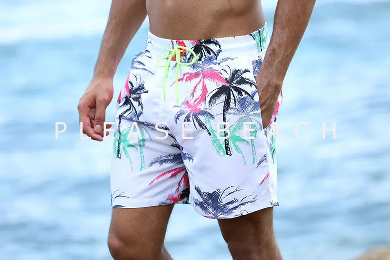 Мужские летние спортивные быстросохнущие пляжные шорты-бермуды с принтом листьев для тренировок и фитнеса, Шорты домашние повседневные штаны