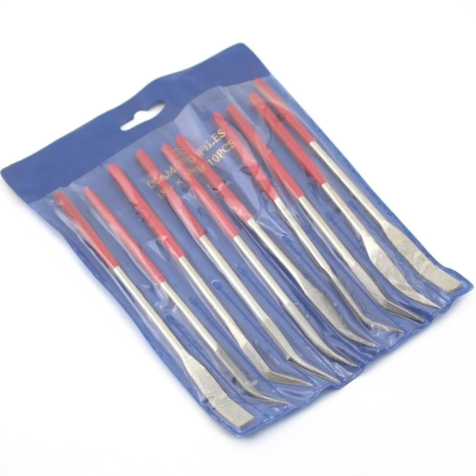 10Pcs 7" inch 180mm x 5mm Diamond Coated Riffler File Files Set Jewelry