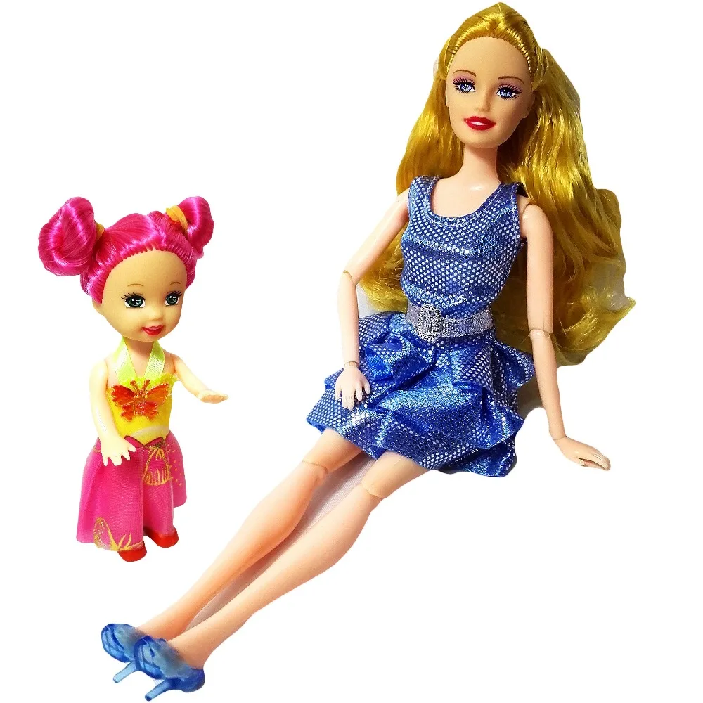 2 PCS/Lot beautiful barbie Doll And Cute Little Kelly Dolls 2016 Fashion Toys For Kids Girls