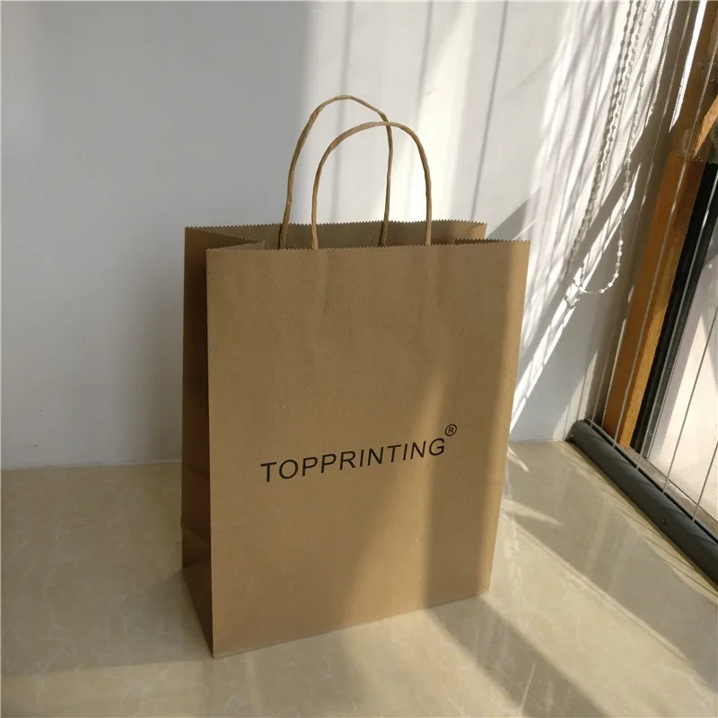 500pcs/lot Custom Recycle gift brown kraft paper shopping