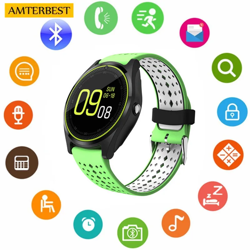 Green AMTERBEST Wireless Bluetooth Smart Watch with SIM TF Card Slot Compatible Android IOS phones for Women Men Kids Boys Girls - Цвет: Green