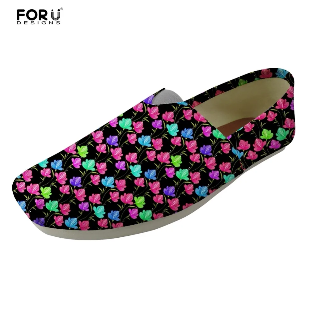 

FORUDESIGNS Floral Style Lightweight Flats Shoes Women Flower Pattern Women's Spring Summer Lazy Cloth Shoes for Student Girls