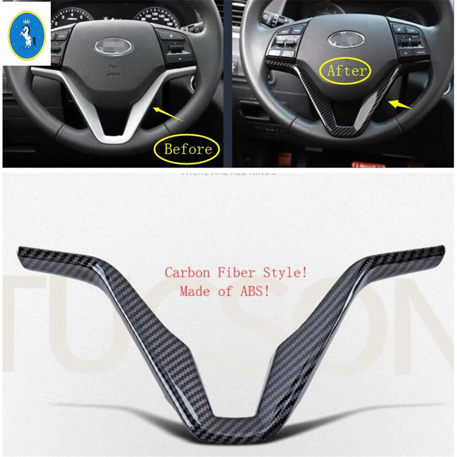 

Yimaautotrims Auto Accessory Car Steering Wheel "V" Shape Frame Cover Trim 1 Pcs ABS Fit For Hyundai Tucson 2016 2017 2018 2019