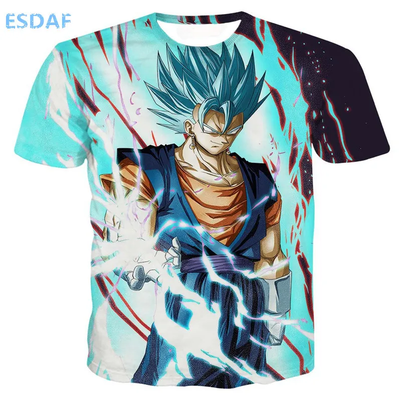 Esdaf Новый Япония мультфильм анимация Dragon Ball Укун Lightning печати с коротким рукавом