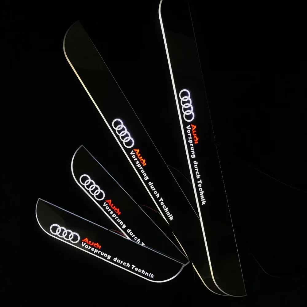 

RQXR led door scuff for Audi dynamic door sill plate flat lining overlay fixed light, 4pcs