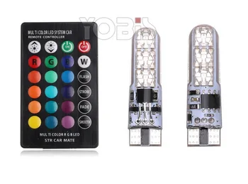 

DHL 500set high quality T10 LED Car Lights LED Bulbs RGB With Remote Control Strobe Led Lamp Reading Lights White Red 12V