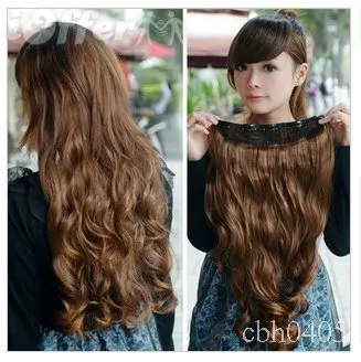 

Free Shipping Light Brown 24" Curly 1 piece Clip In Hair Extensions full head. The best!!!! Free Shipping