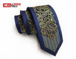 Молодой Для мужчин уникальна узкий галстук синий с желтым Пейсли полосой Роскошные галстук, чтобы соответствовать рубашки платье