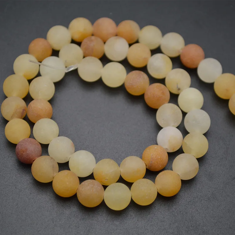 Buy 8mm Natural Matte Yellow Honey Stone Round Loose