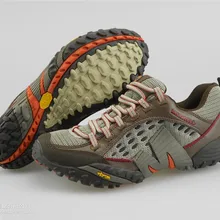 Новое поступление Merrell Мужская Уличная походная обувь, коричневая кожа с сетчатым верхом