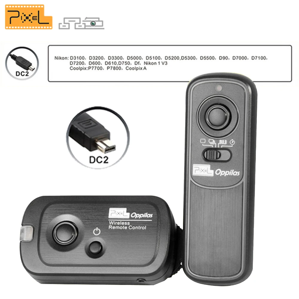 

Pixel RW-221 DC2 Camera Wireless Shutter Release Remote Control For Nikon D3100 D3200 D3300 D5000 D5100 D5200 D5300 D5500 D90