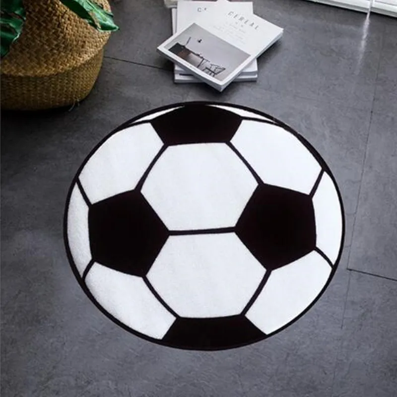 World Cup Fashion Black White Football Round Carpet Children Room Area