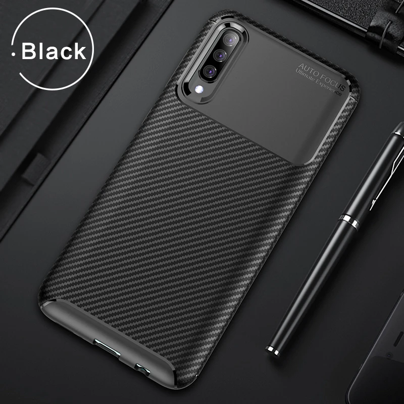 Для Samsung Galaxy A50 A70 Чехол Мягкий силиконовый чехол из углеродного волокна ТПУ