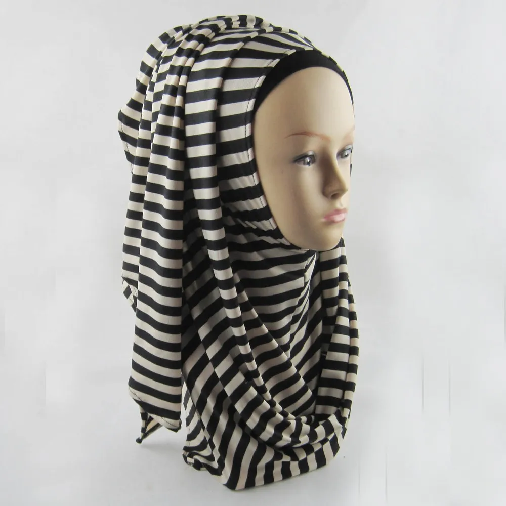 12 шт./лот) полоса хиджаб шаль шарф из хлопкового трикотажа хиджаб Амира шарфы JLS129