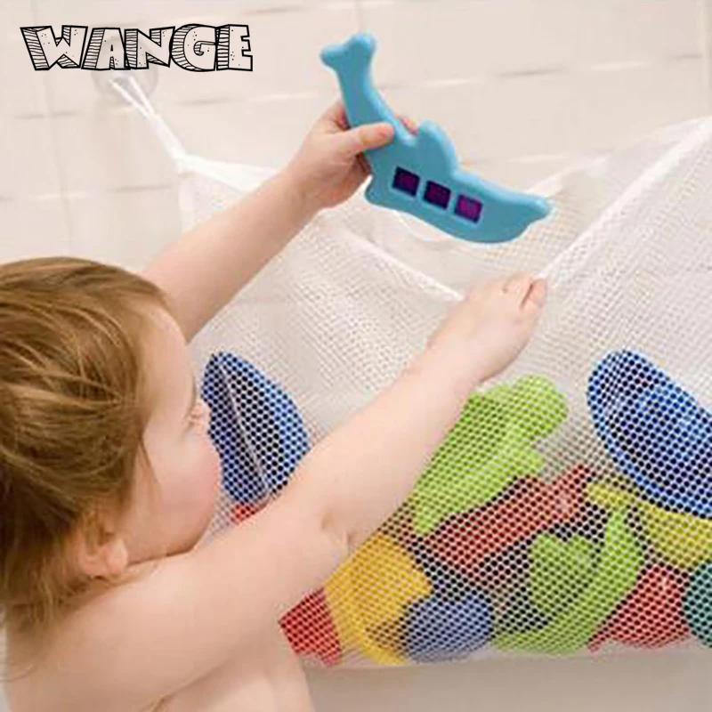 WANGE Kids Baby Bath Toys Tidy Storage Suction Cup Bag Baby Bathroom